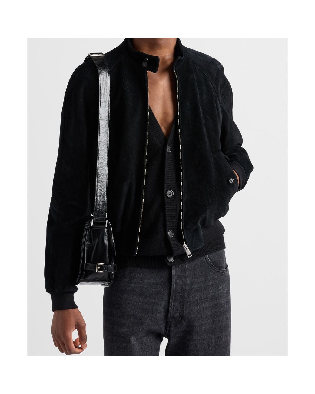 Prada Black Zip-Up Bomber Jacket for men