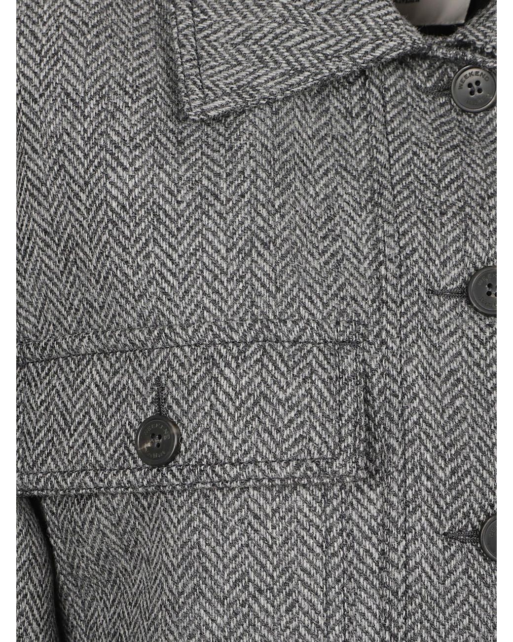 Weekend by Maxmara Gray Chevron Collared Jacket