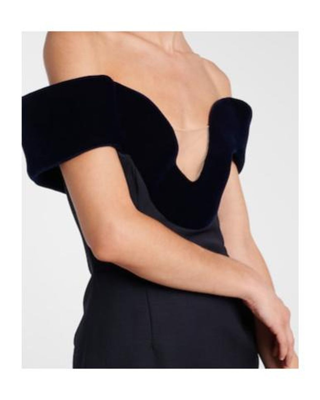 David Koma Blue Off-Shoulder Wool-Blend Bustier Gown