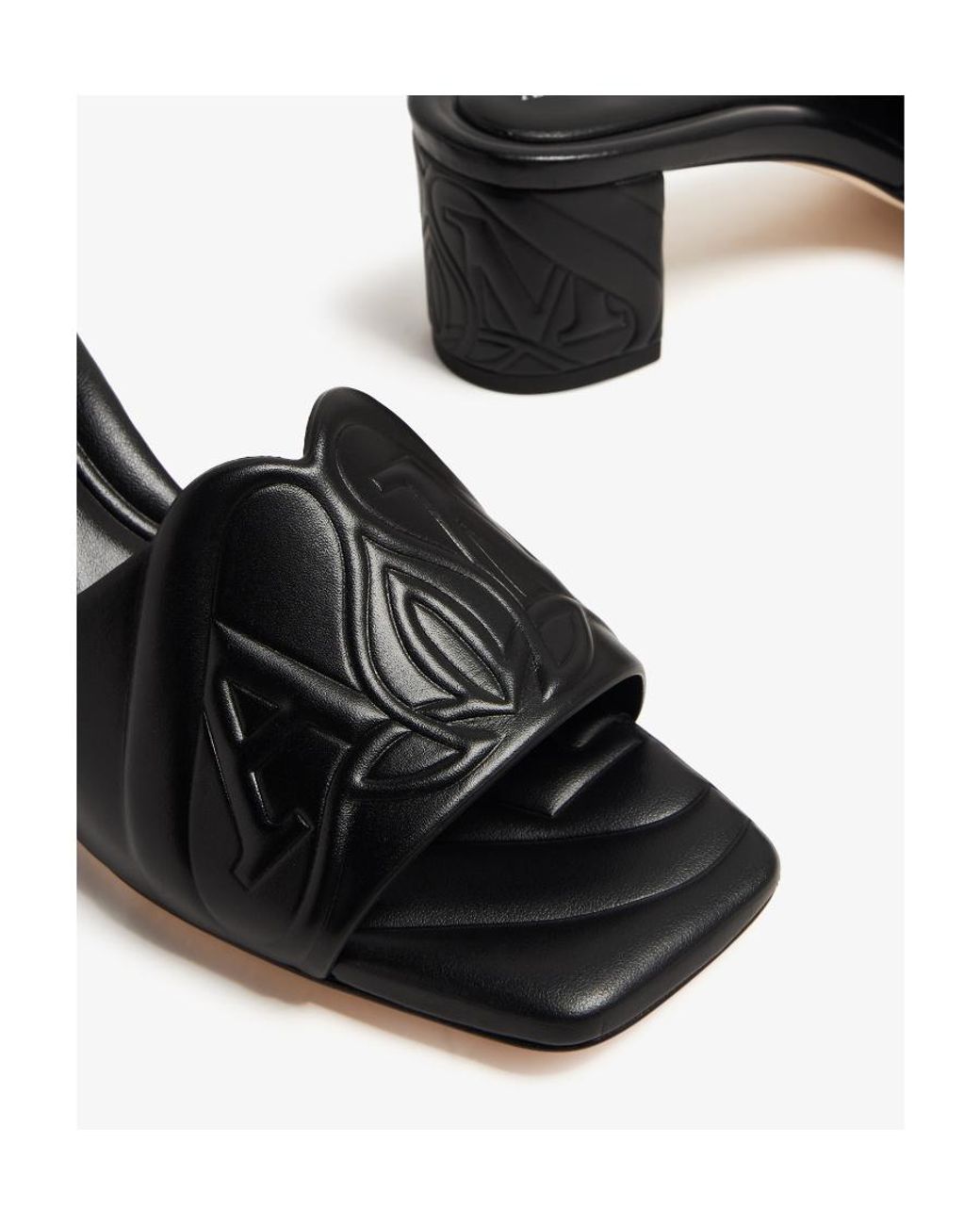 McQueen Black Seal Heeled Sandals