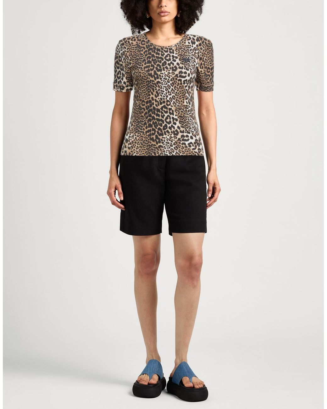 Ganni Brown Light T-Shirt Organic Cotton, Elastane