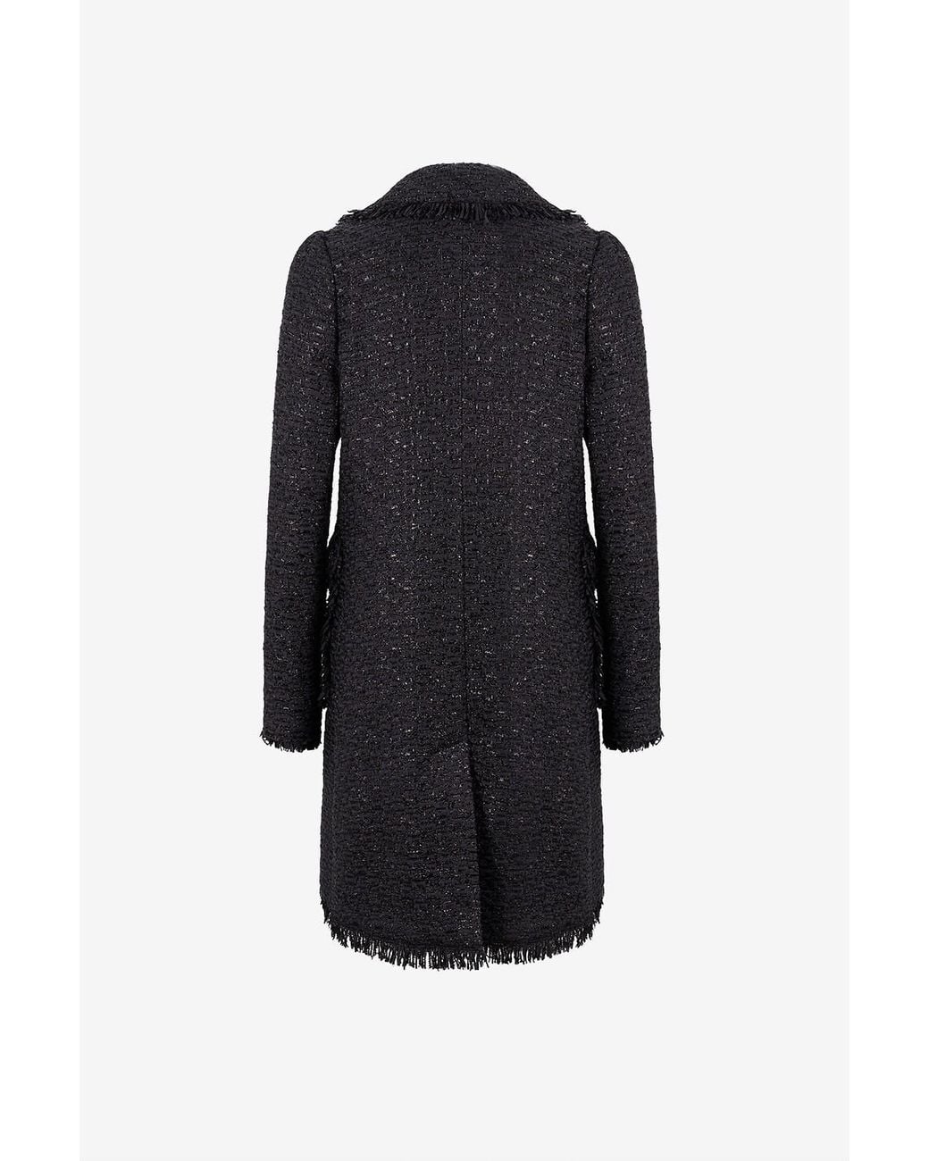 Giambattista Valli Black Mid-Length Bouclé Tweed Coat