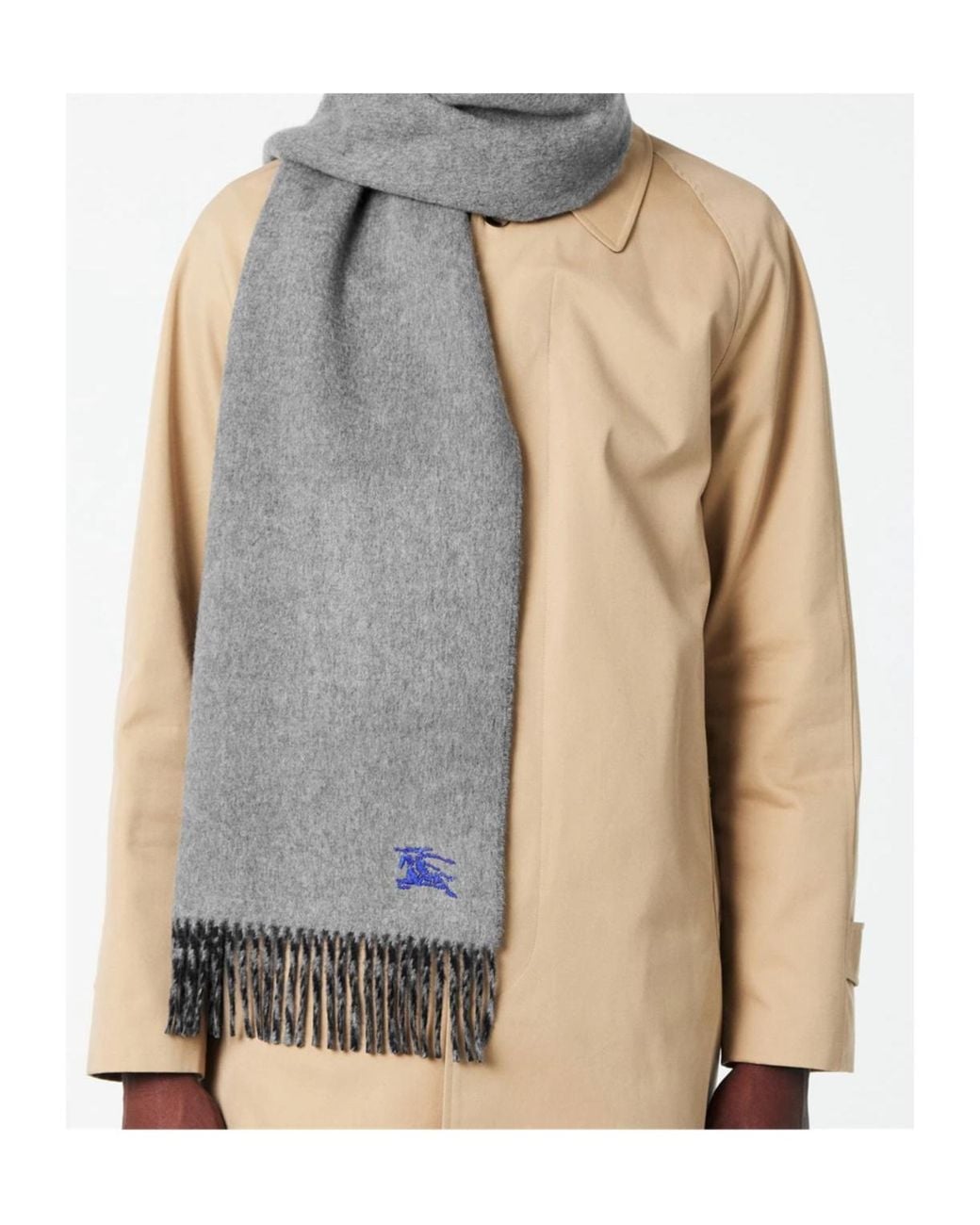 Burberry Blue Logo Embroidered Scarf for men