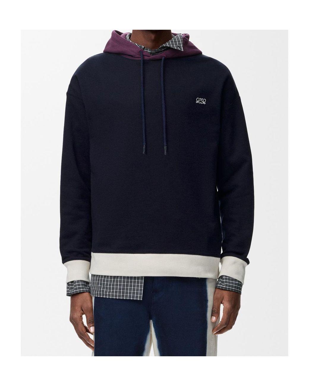Loewe Blue Anagram-Embroidered Hoodie for men