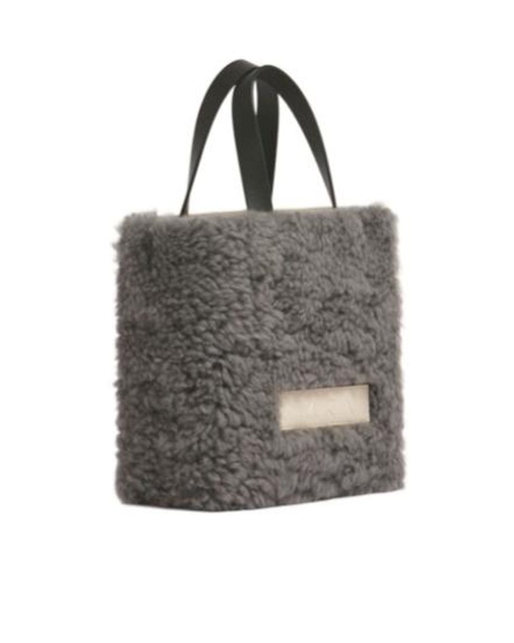 Marni Gray Logo Detailed Shearling Tote Bag