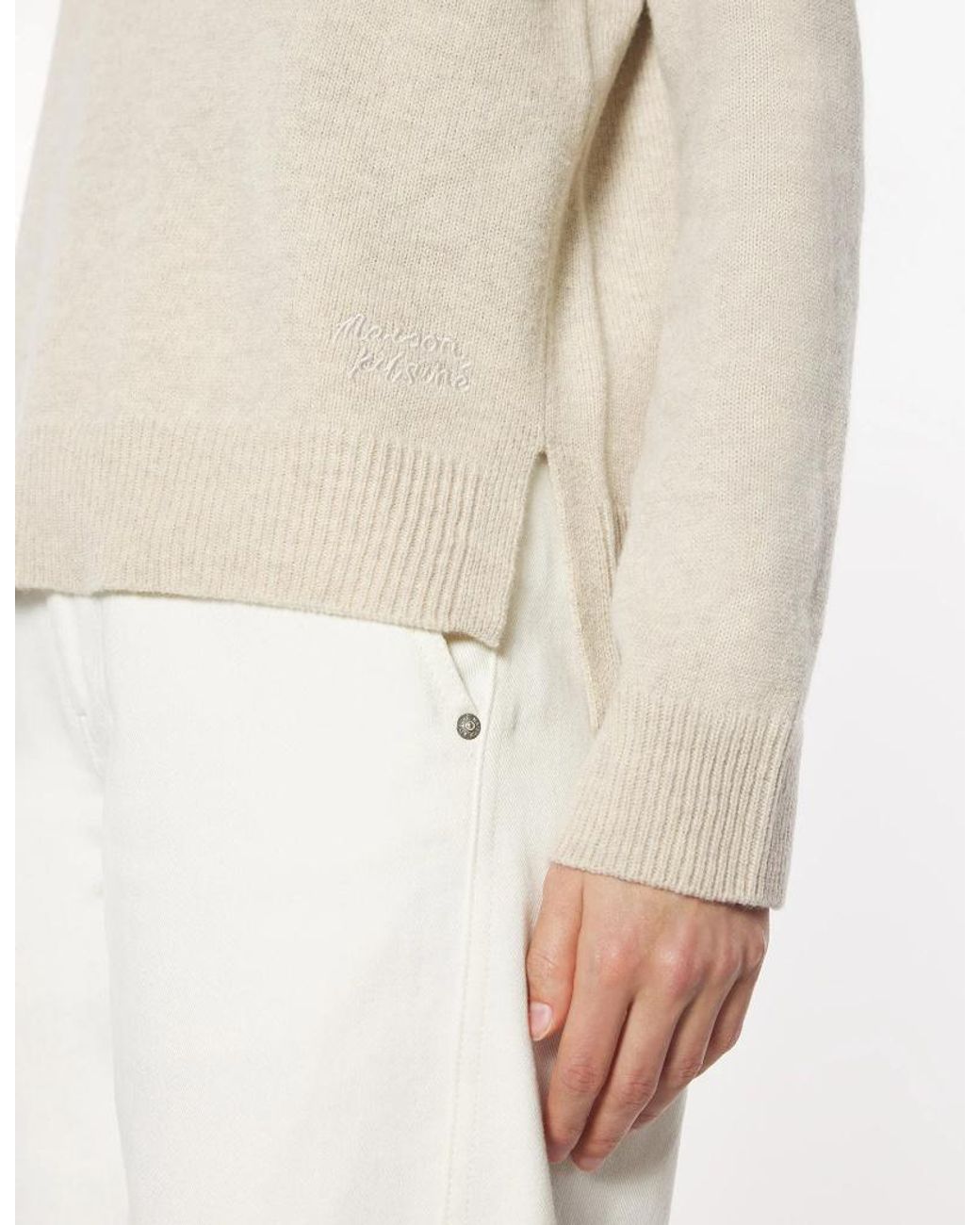 Maison Kitsuné White Maison Kitsuné Comfort V-Neck Jumper