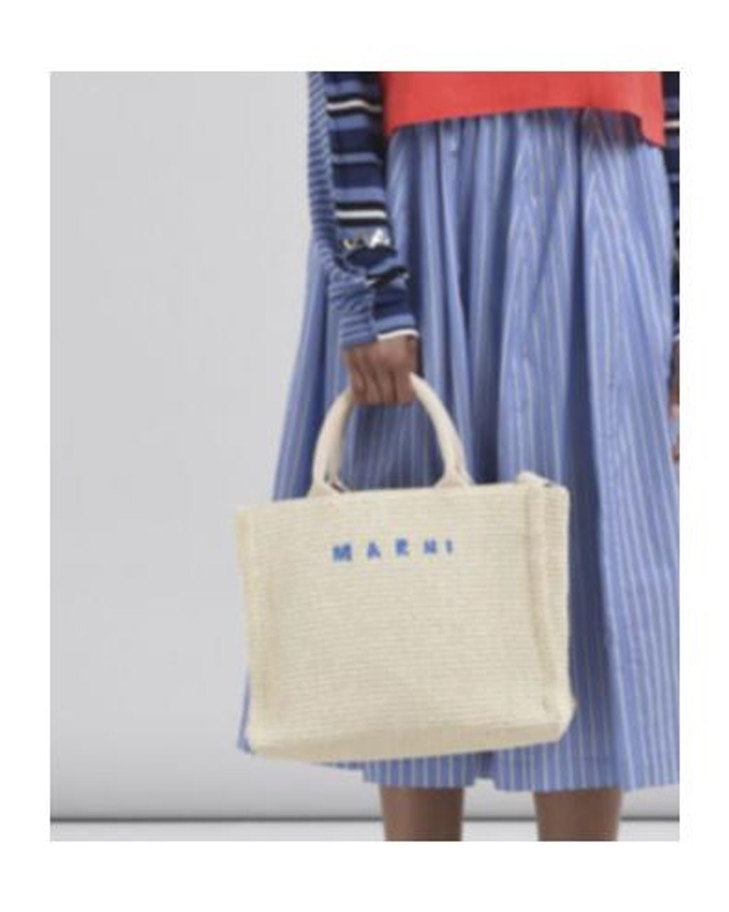 Marni Natural Tropicalia Logo Embroidered Small Tote Bag