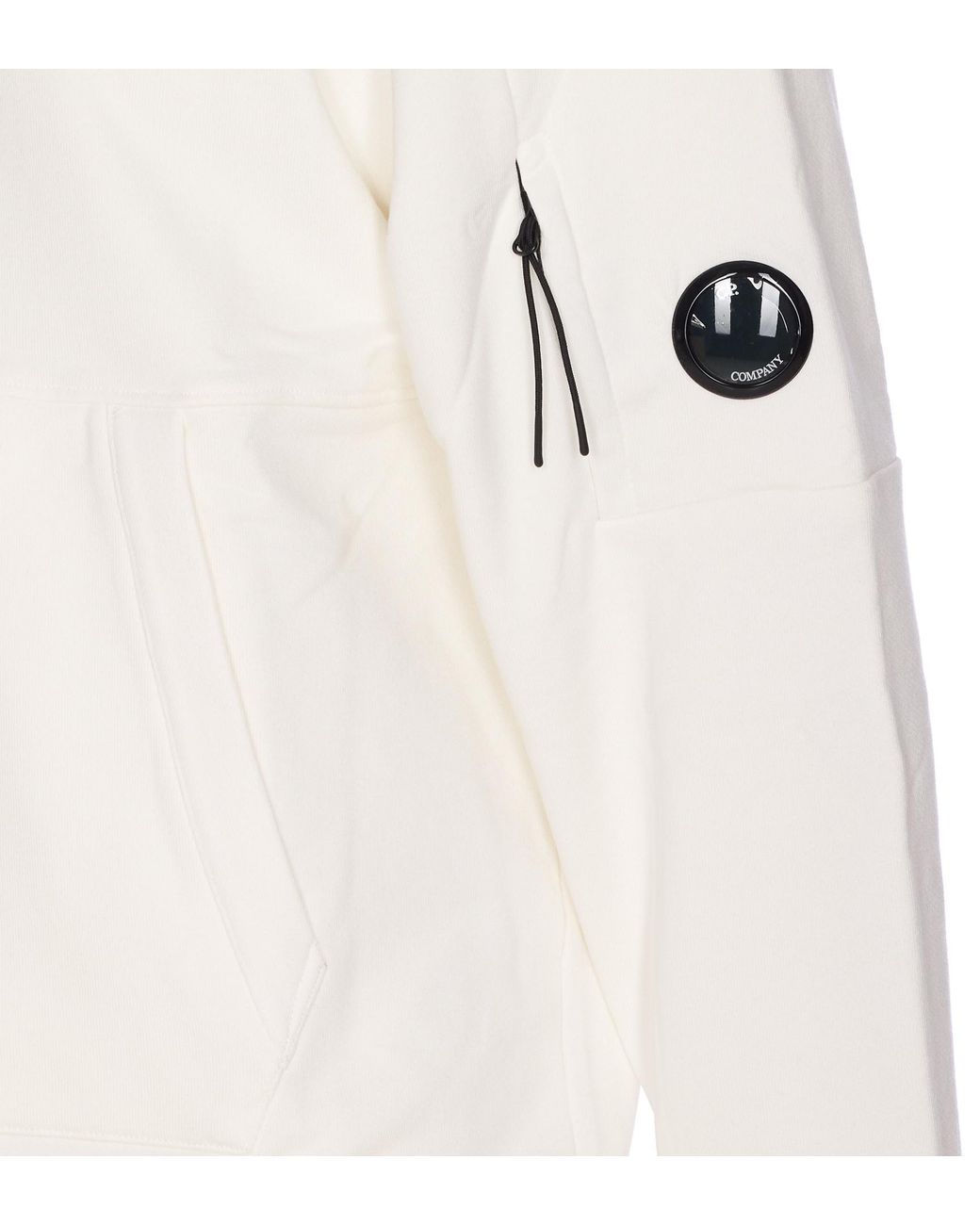 C P Company White Diagonal Raised Hoodie for men