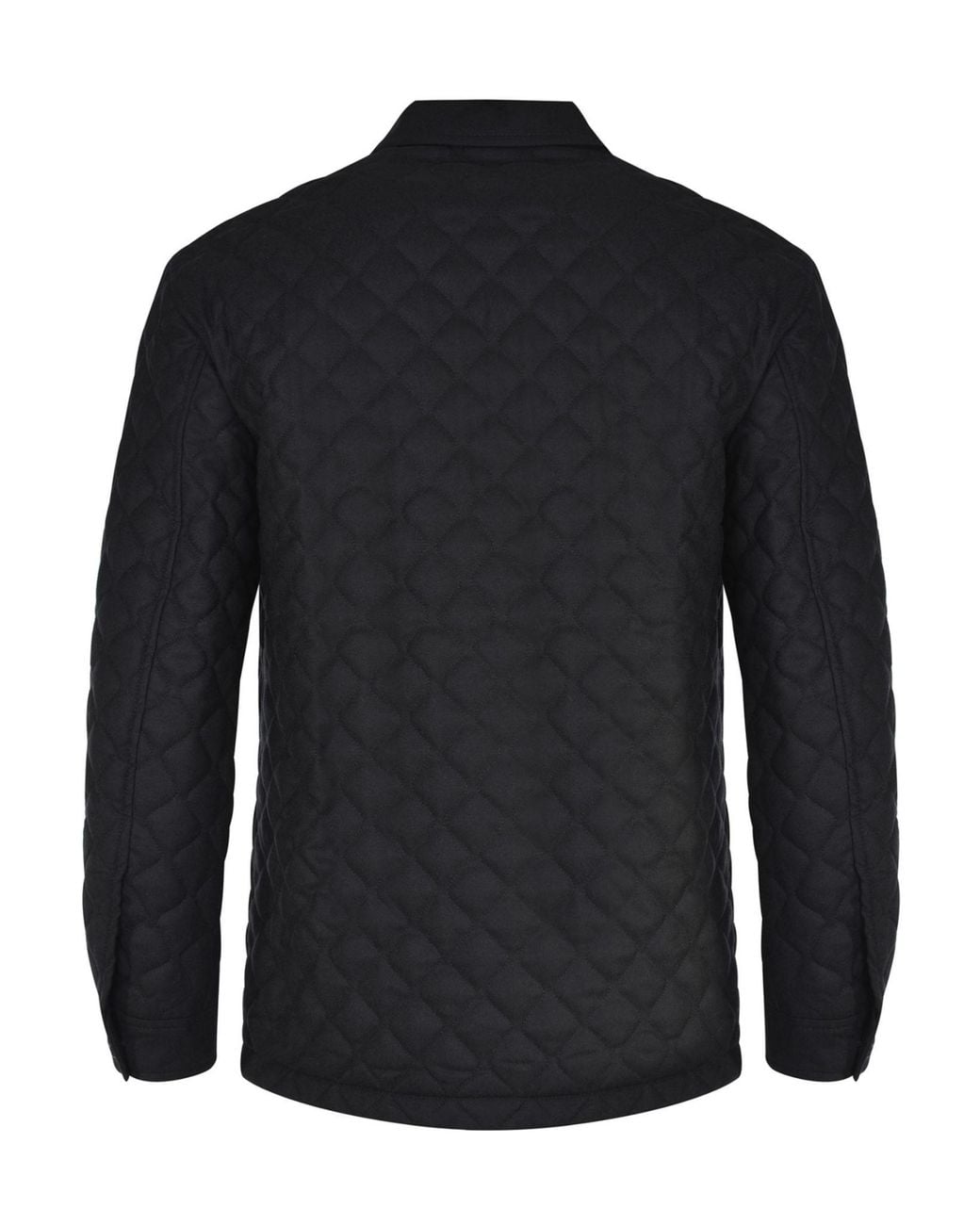 Tagliatore Black Quilted Shirt Collar Jacket for men