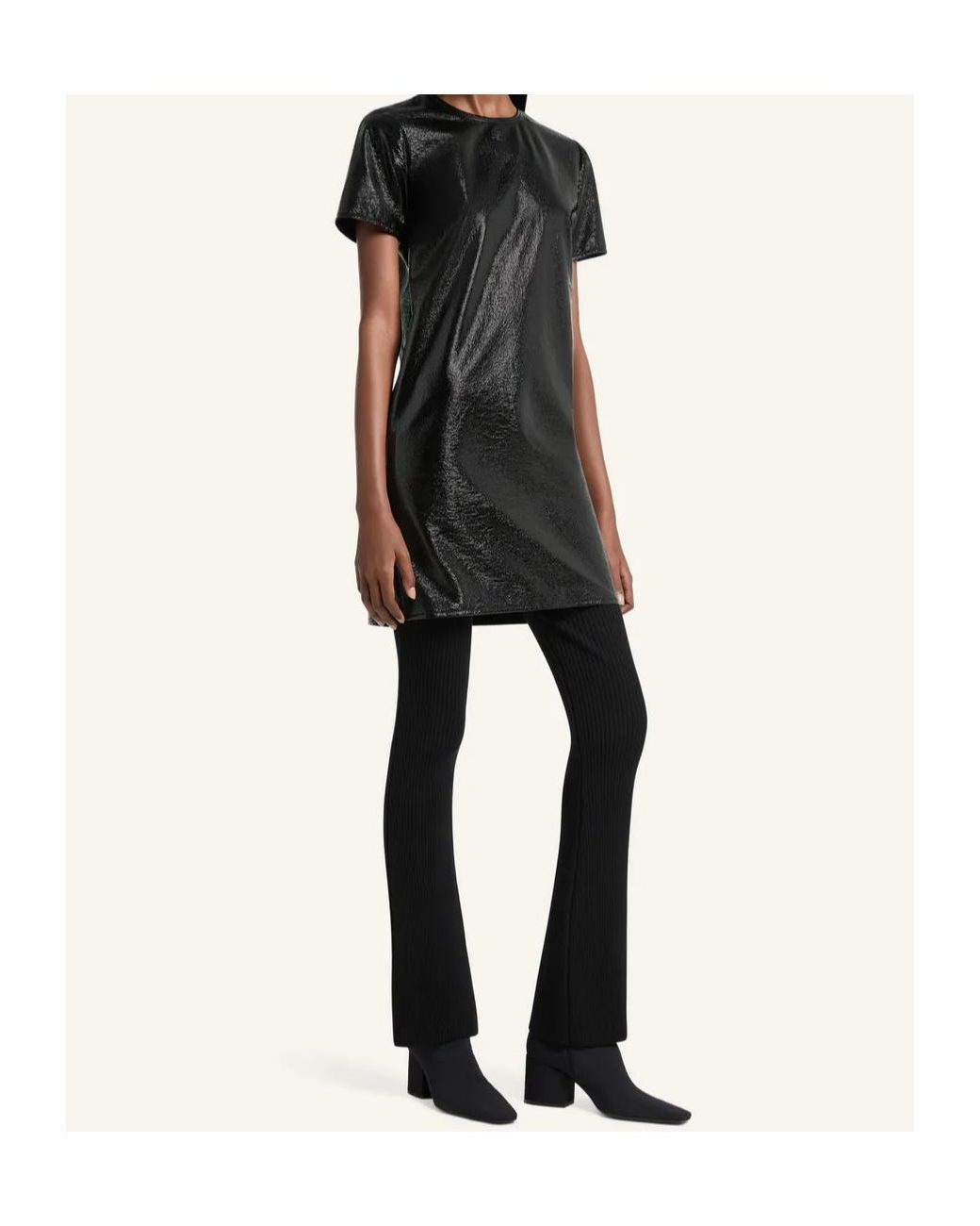 Courreges Black Courrèges Vinyl-Effect Logo Patch Mini Dress