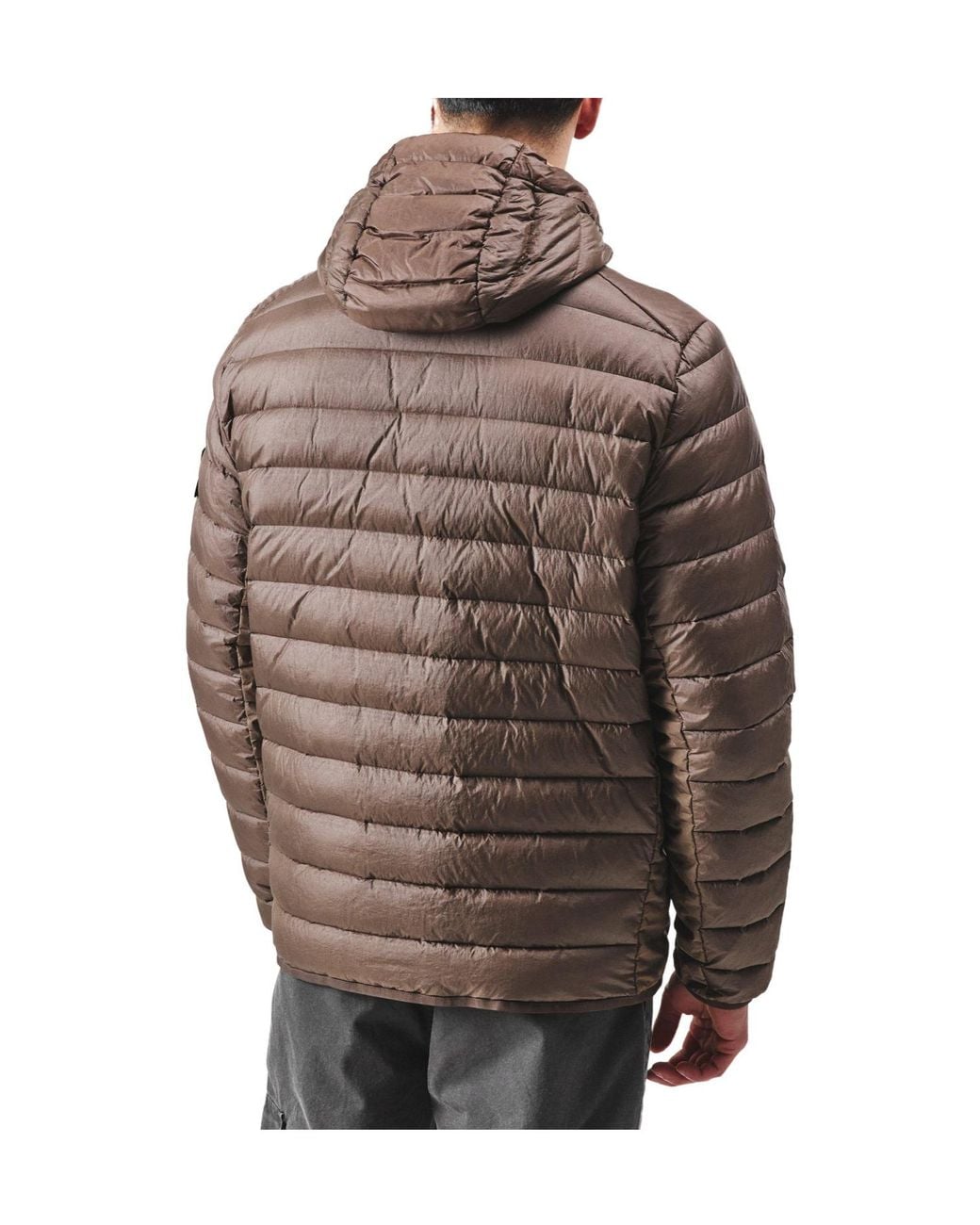 Stone Island Brown Compass Badge Quilted Puffer Jacket for men