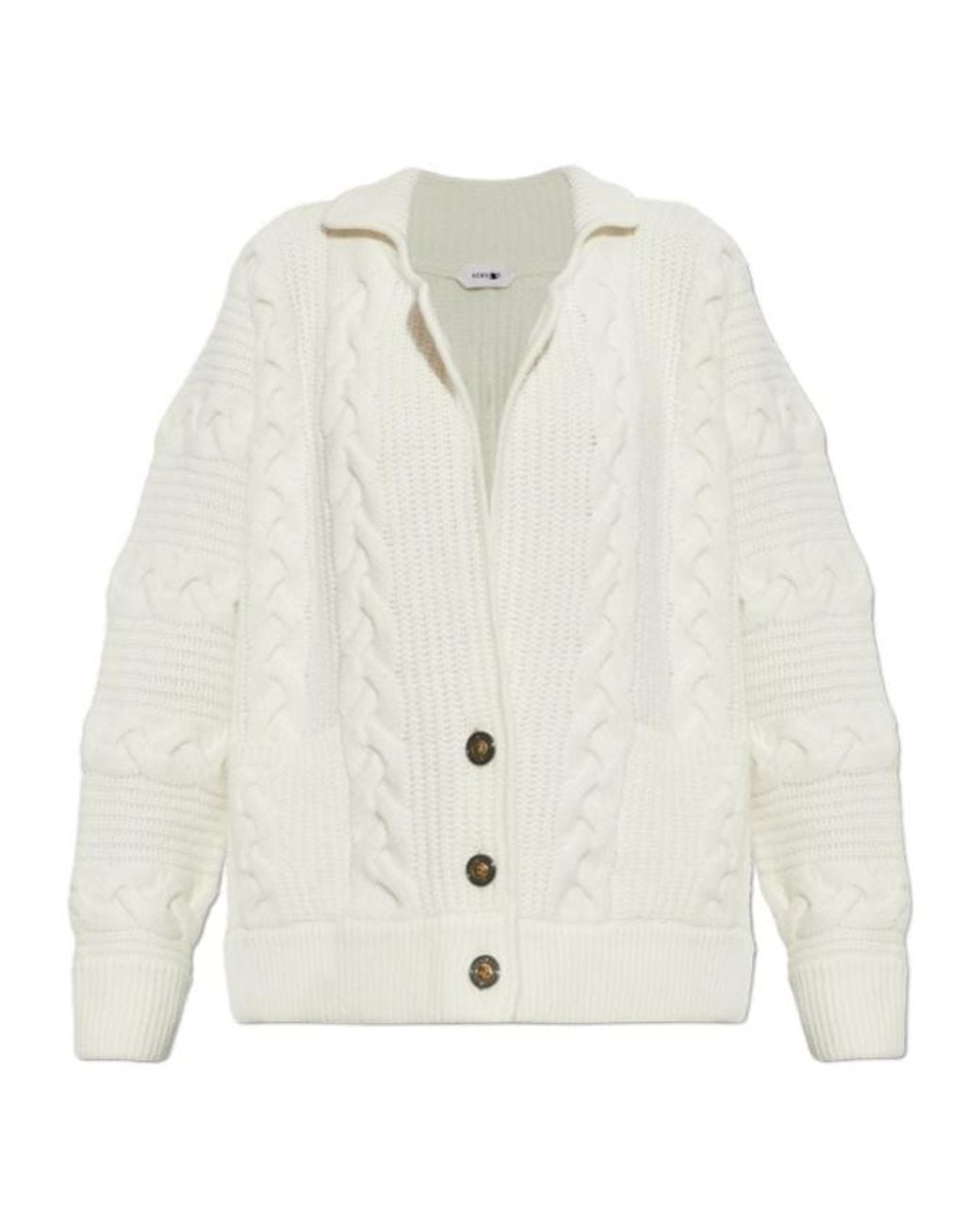 Versace White Button-Up Cable-Knit Cardigan
