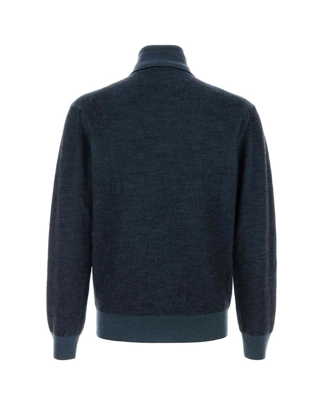 Brioni Blue Long-Sleeve High-Neck Sweater for men