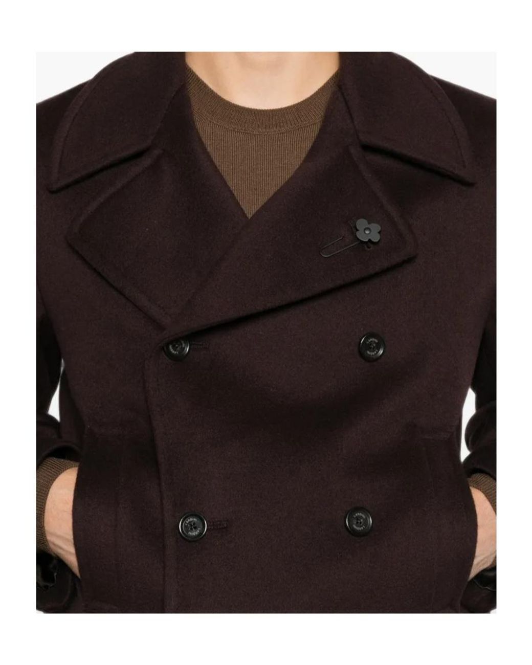 Lardini Brown Double-Breasted Coat for men