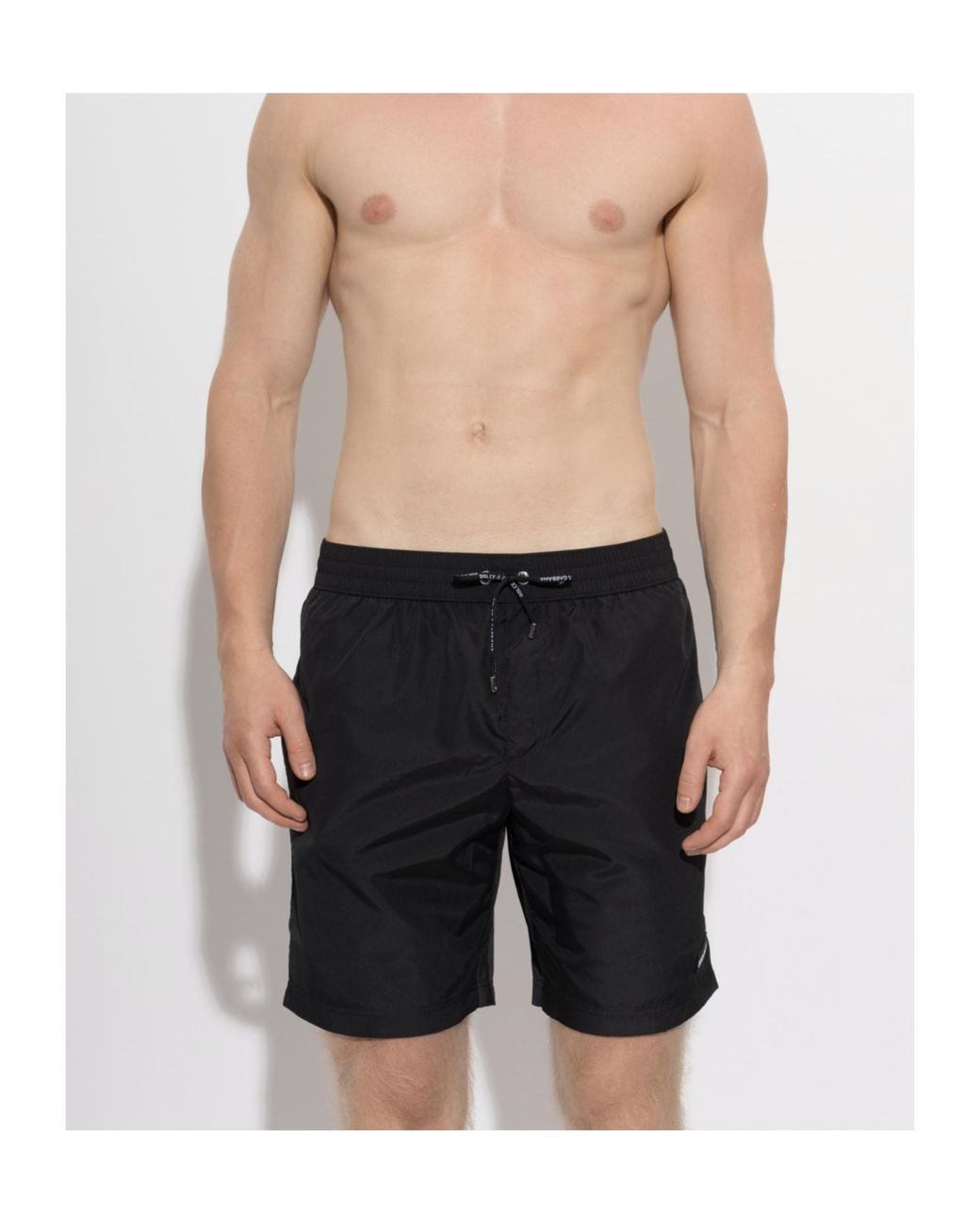 Dolce & Gabbana Black Logo Patch Swim Shorts for men