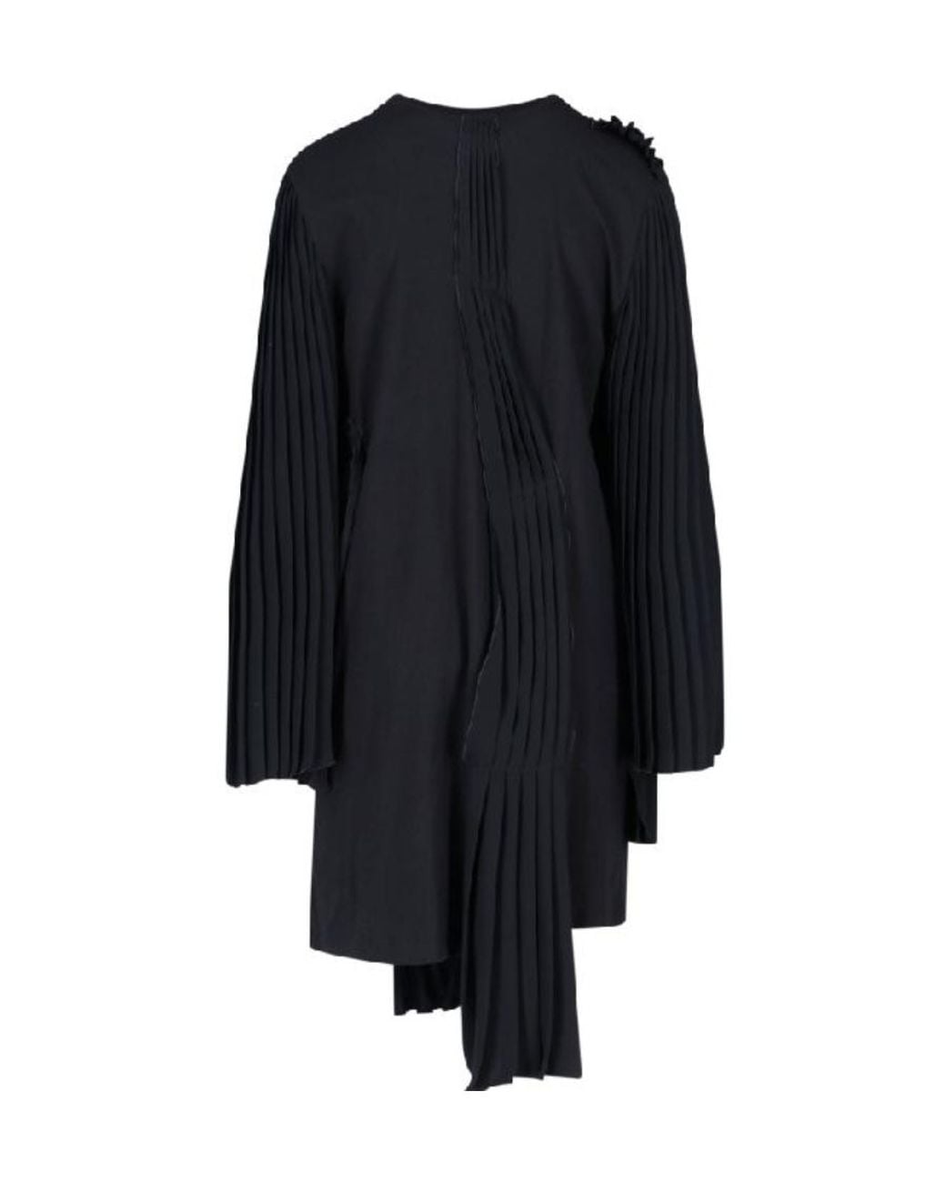 MM6 by Maison Margiela Blue Pleat Detailed Crewneck Dress