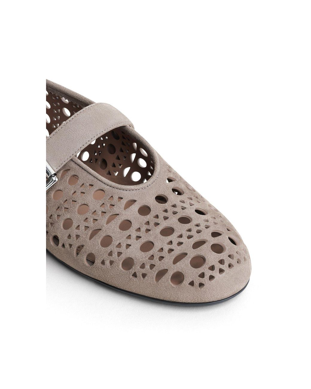 Alaïa Gray Suede Ballet Flats