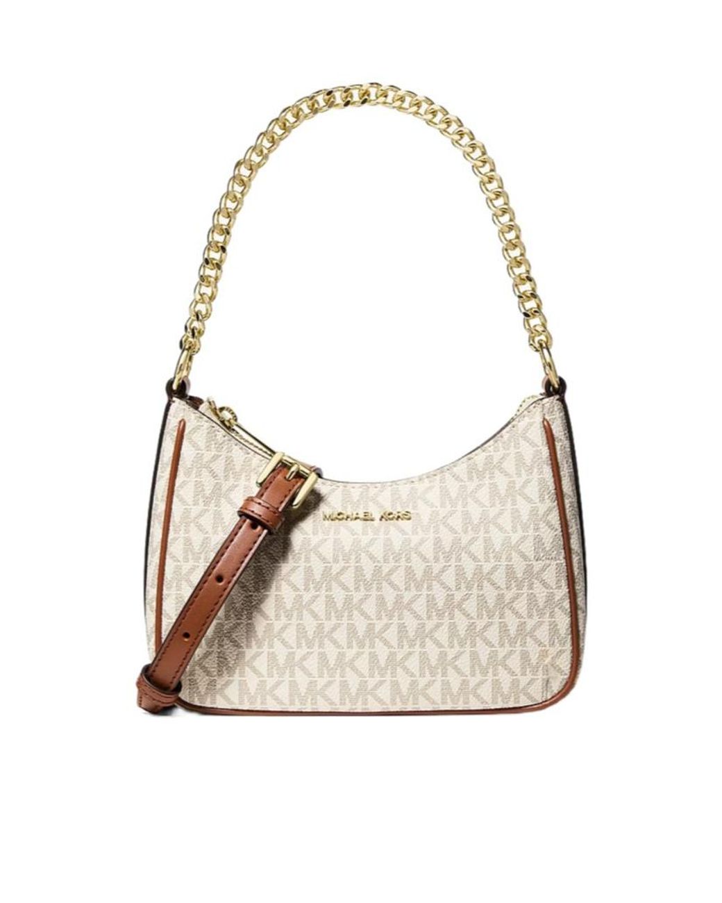 Michael Kors Natural Jet Set Signature Logo Convertible Crossbody Bag