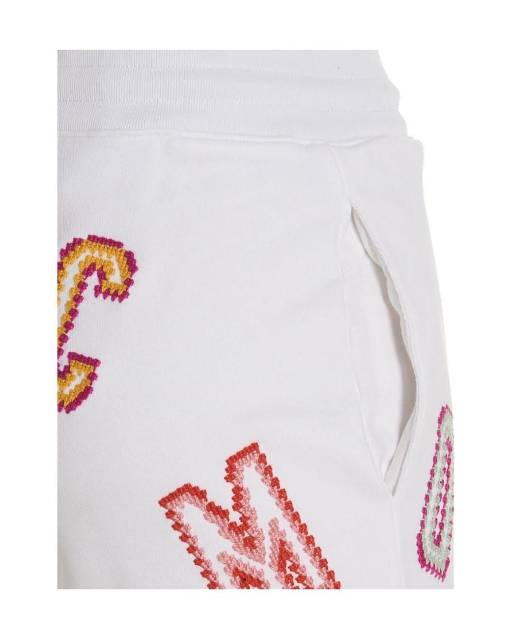 Moschino White Logo Embroidered Bermuda Shorts
