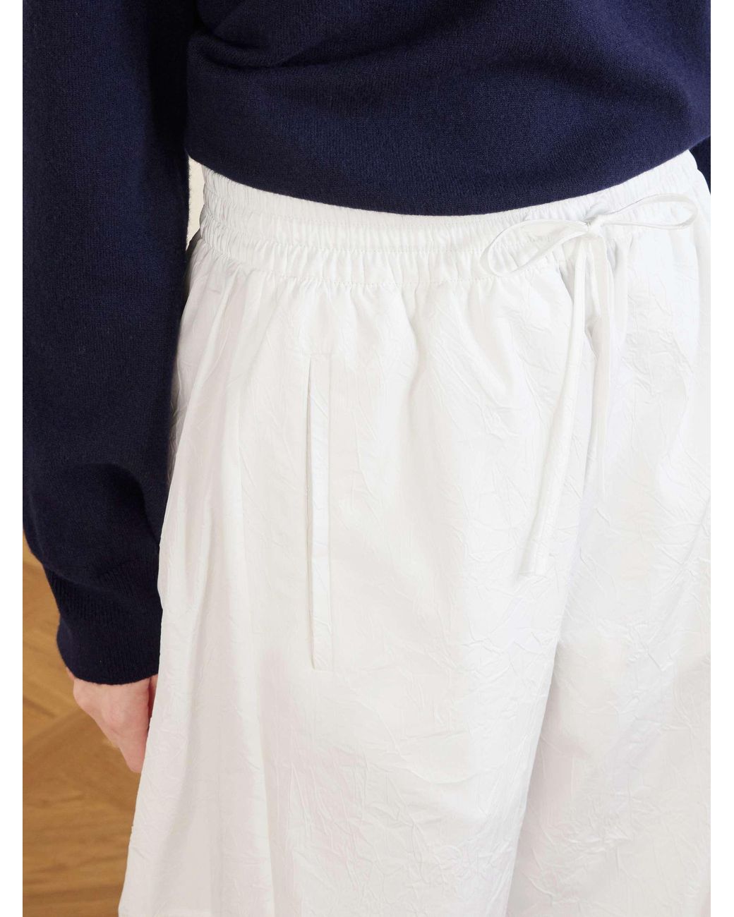 Rohe White Crinkled Cotton-Blend Tapered Pants