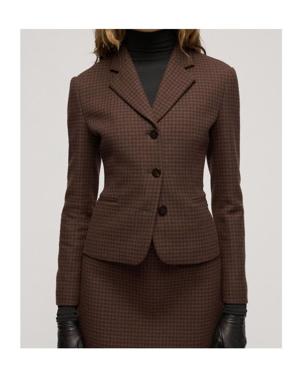 Gucci Brown Gingham Wool Jacket With Tag