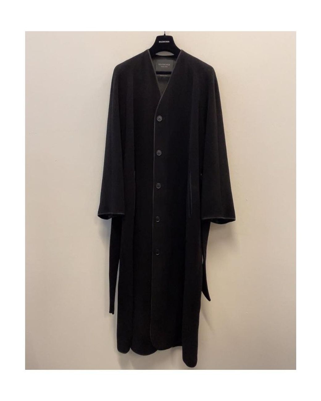Balenciaga Black V-Neck Single-Breasted Coat