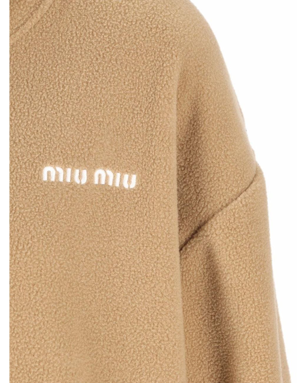 Miu Miu Natural Cotton Fleece Zipper Hoodie