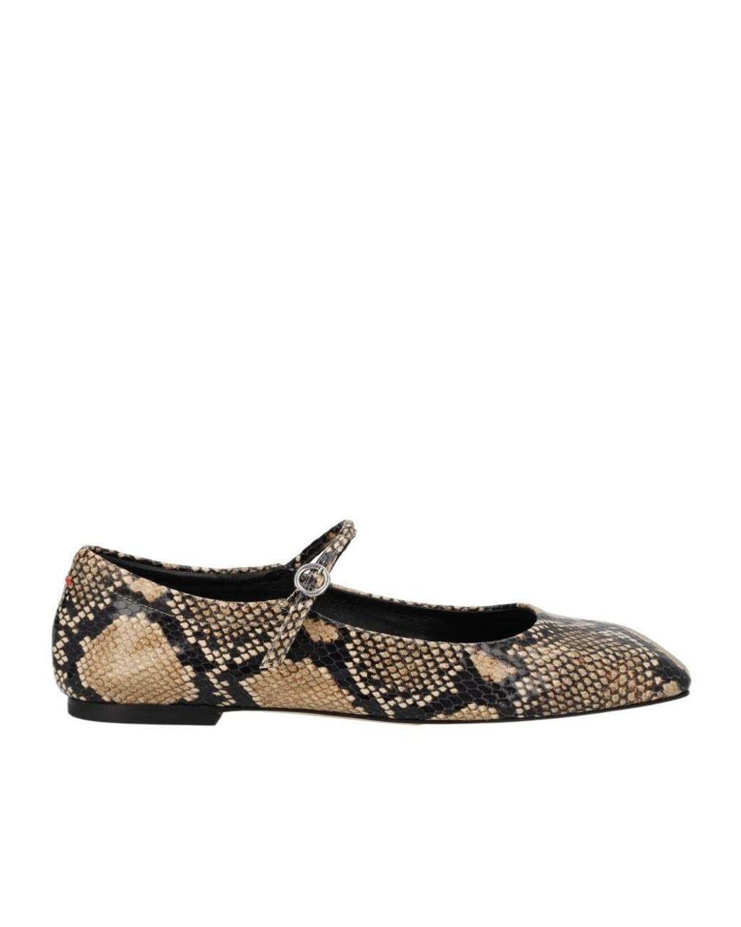 Aeyde Black Animal-Print Buckle-Detail Ballet Flats