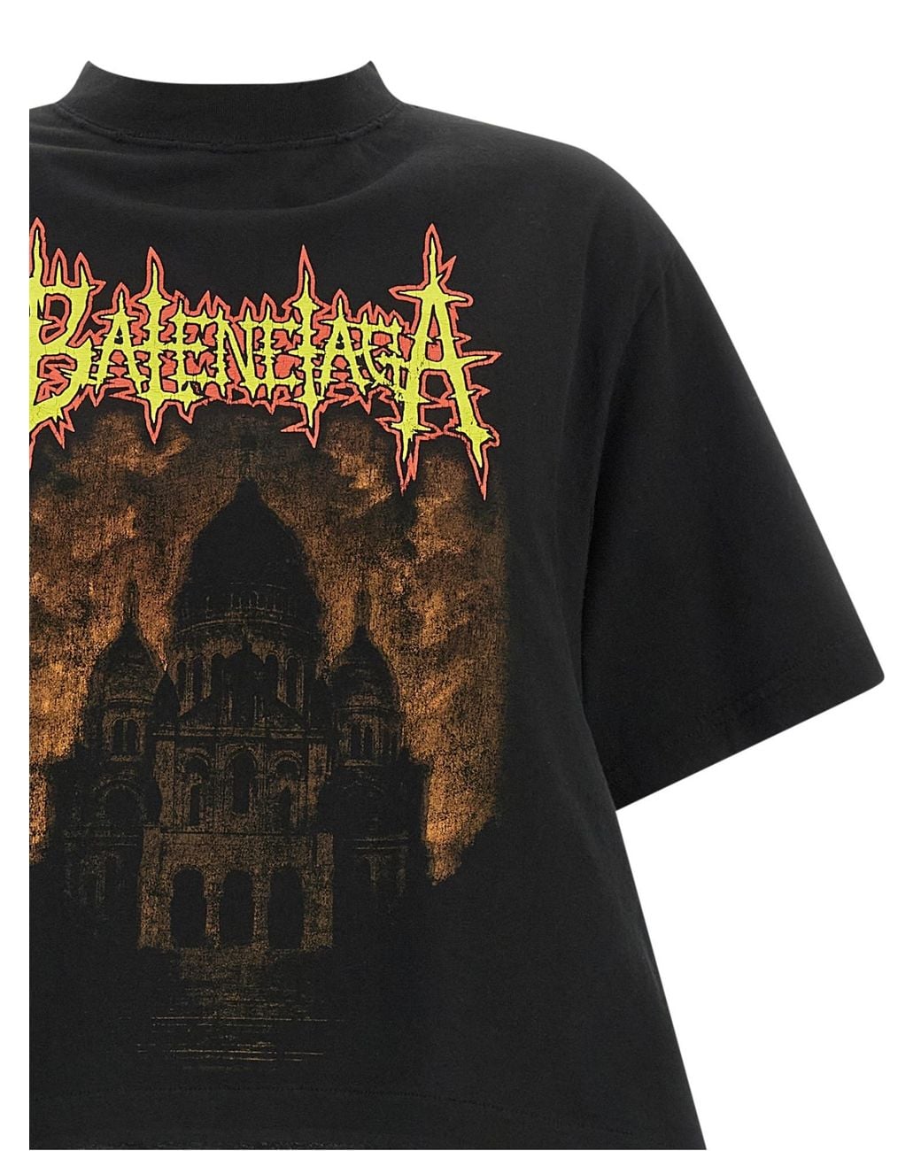 Balenciaga Black Train Graphic Print Layered T-Shirt