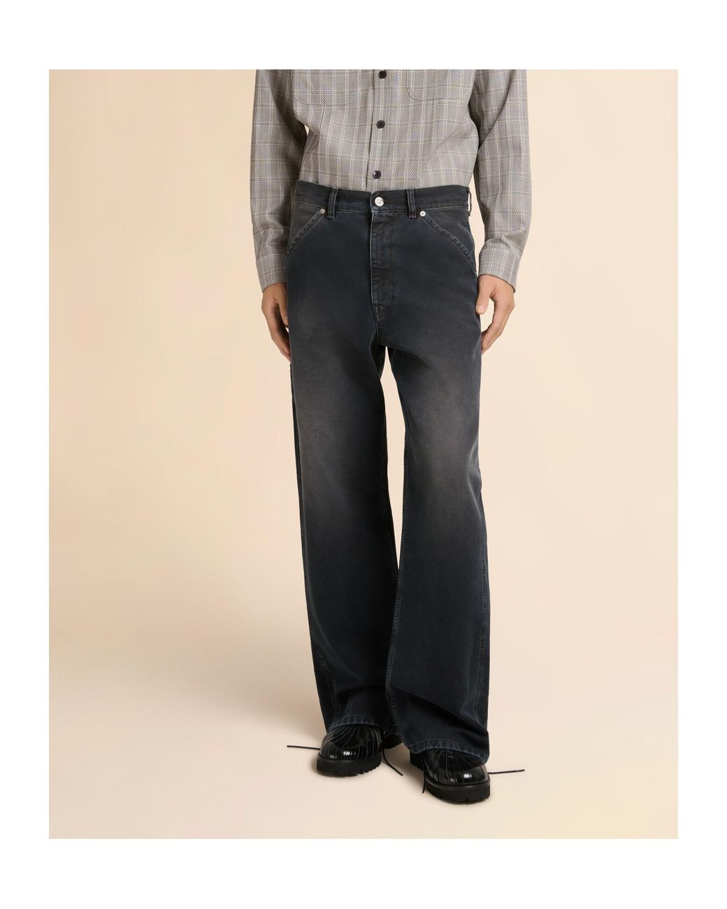 Marni Gray Flag Patch Trousers for men