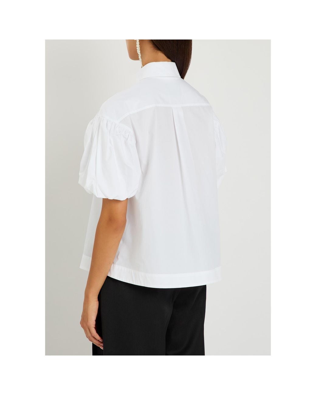 Simone Rocha White Cotton Puff-Sleeve Top