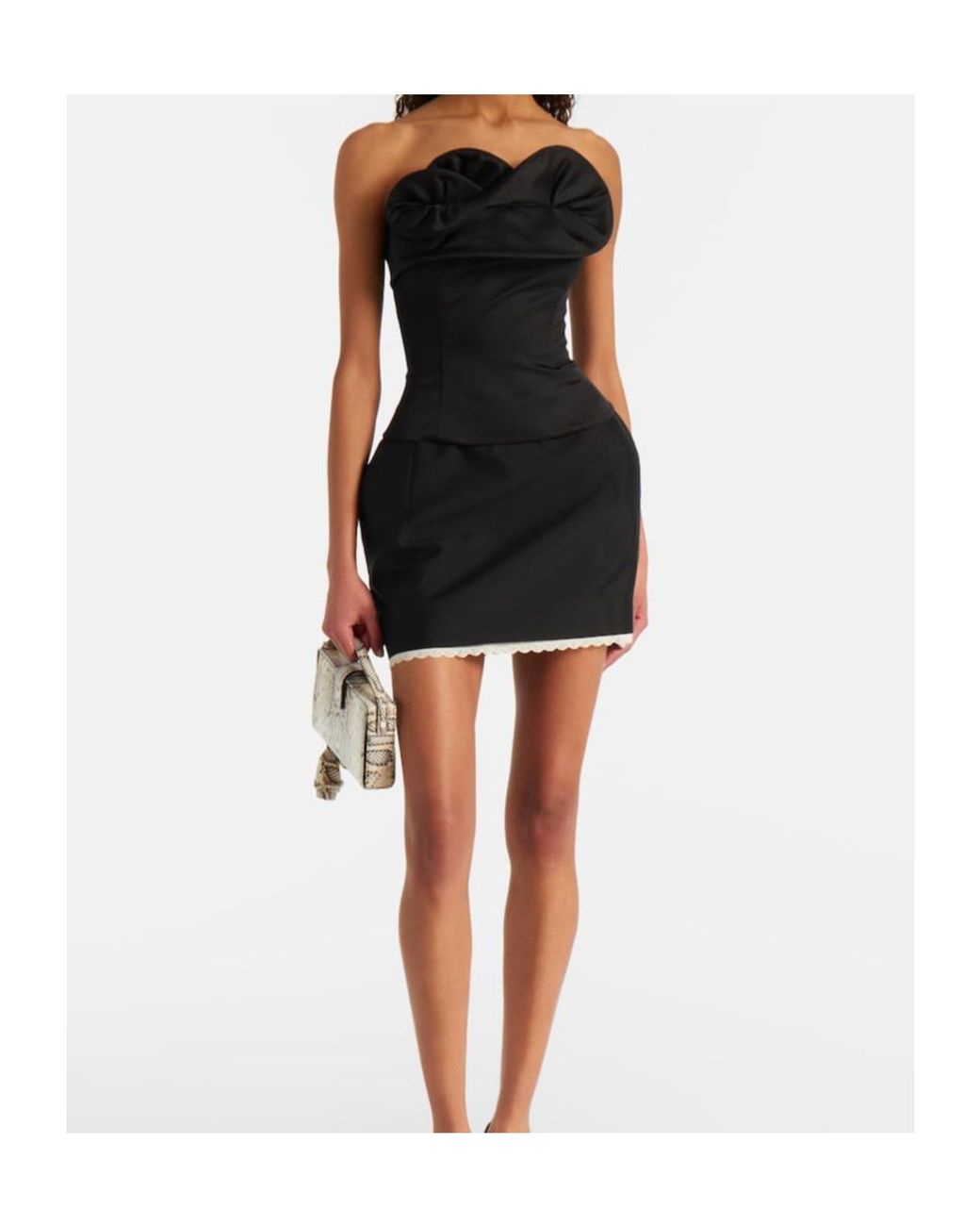 Magda Butrym Black Lace-Trimmed Wool And Mohair Miniskirt