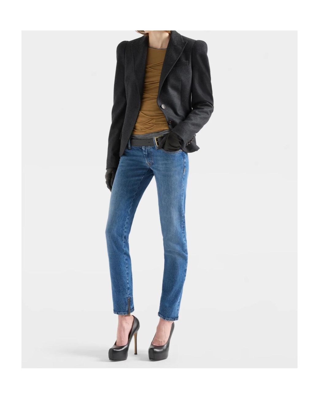 7 For All Mankind Blue High Shoulder Blazer
