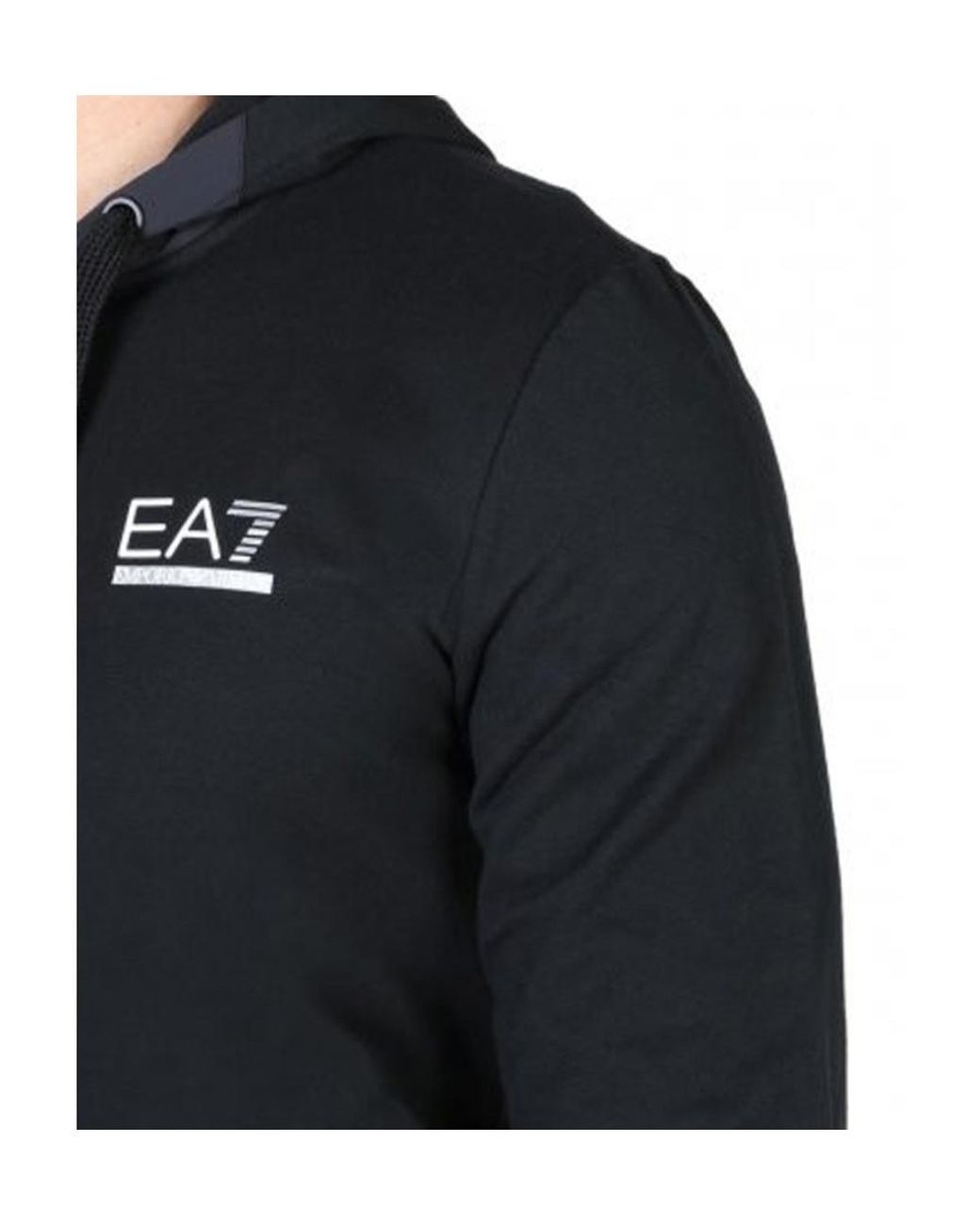 EA7 Black Logo Hooded Casual Jacket for men