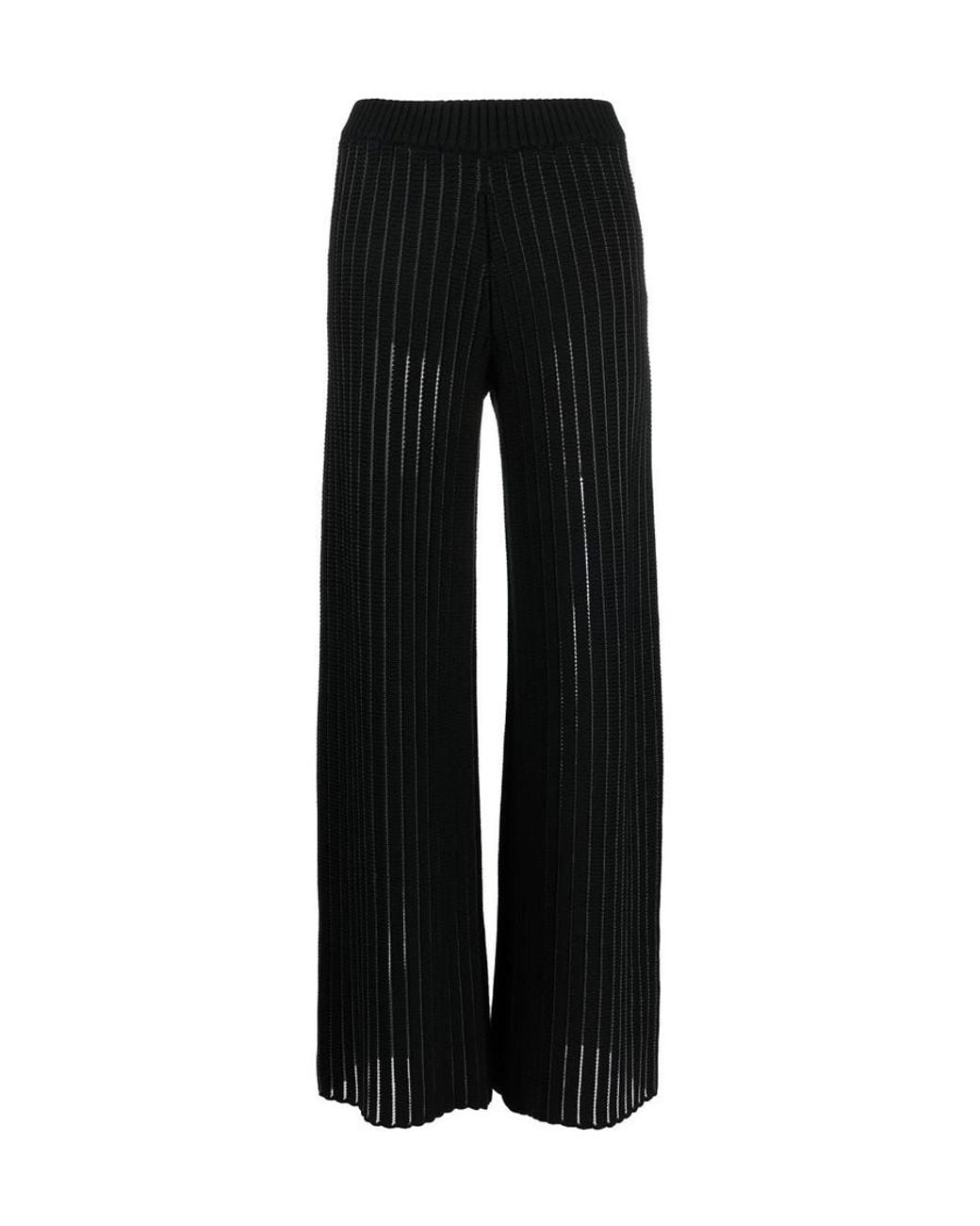 Fabiana Filippi Black Straight-Leg Ribbed Trousers