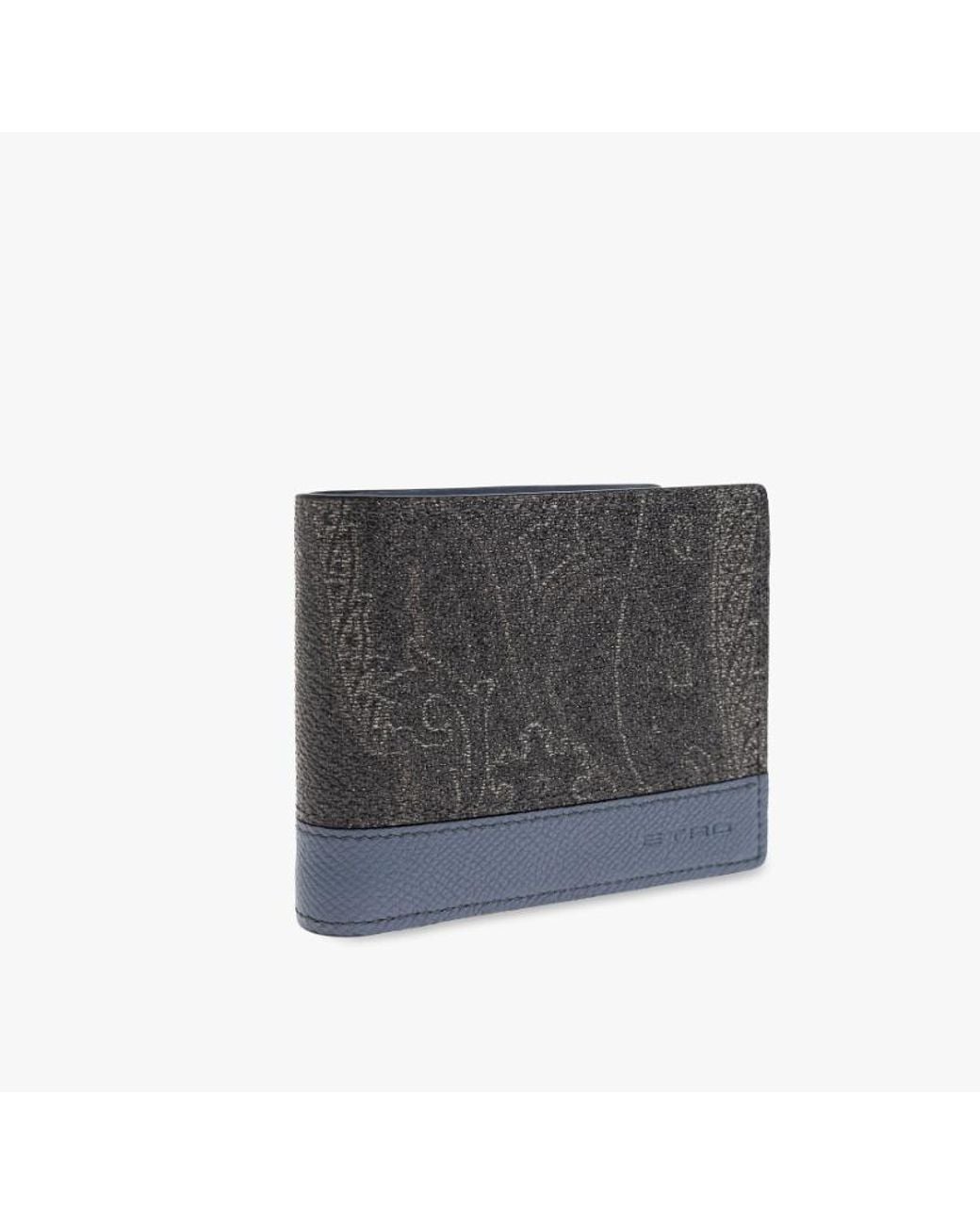 Etro Gray Paisley Trim Bifold Wallet for men