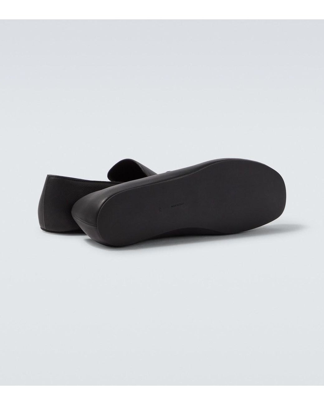 The Row Black Leo Leather Loafers for men