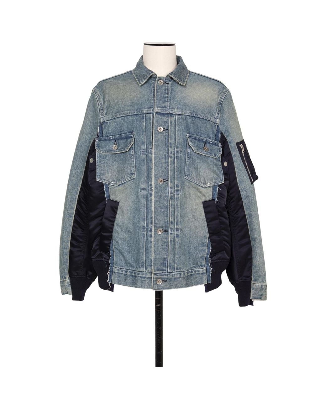 Sacai Blue Panelled Denim Jacket for men