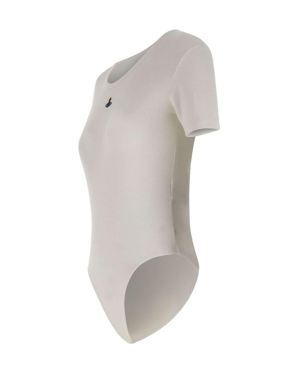 Vivienne Westwood Gray Shoer-Sleeved Crewneck Ribbed Bodysuit
