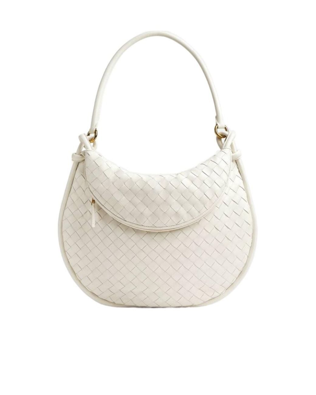 Bottega Veneta White Woven Pattern Shoulder Bag