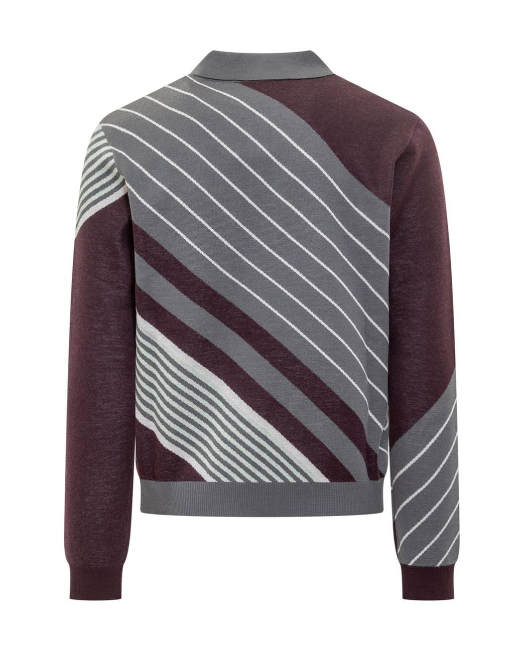 Casablanca Gray Diagonal-Stripe Knitted Polo Shirt for men