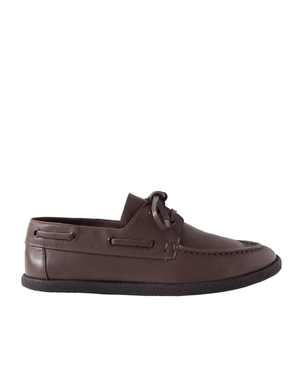 The Row Brown Novus Sailor Leather Loafers