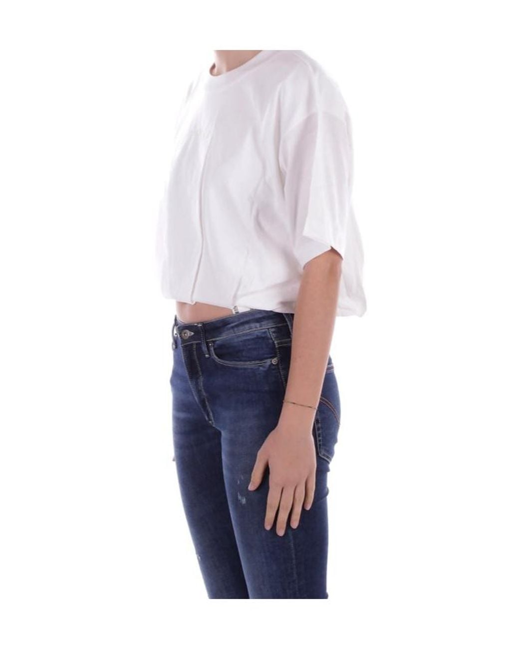 Pinko Blue Torrone Cropped Jersey T-Shirt