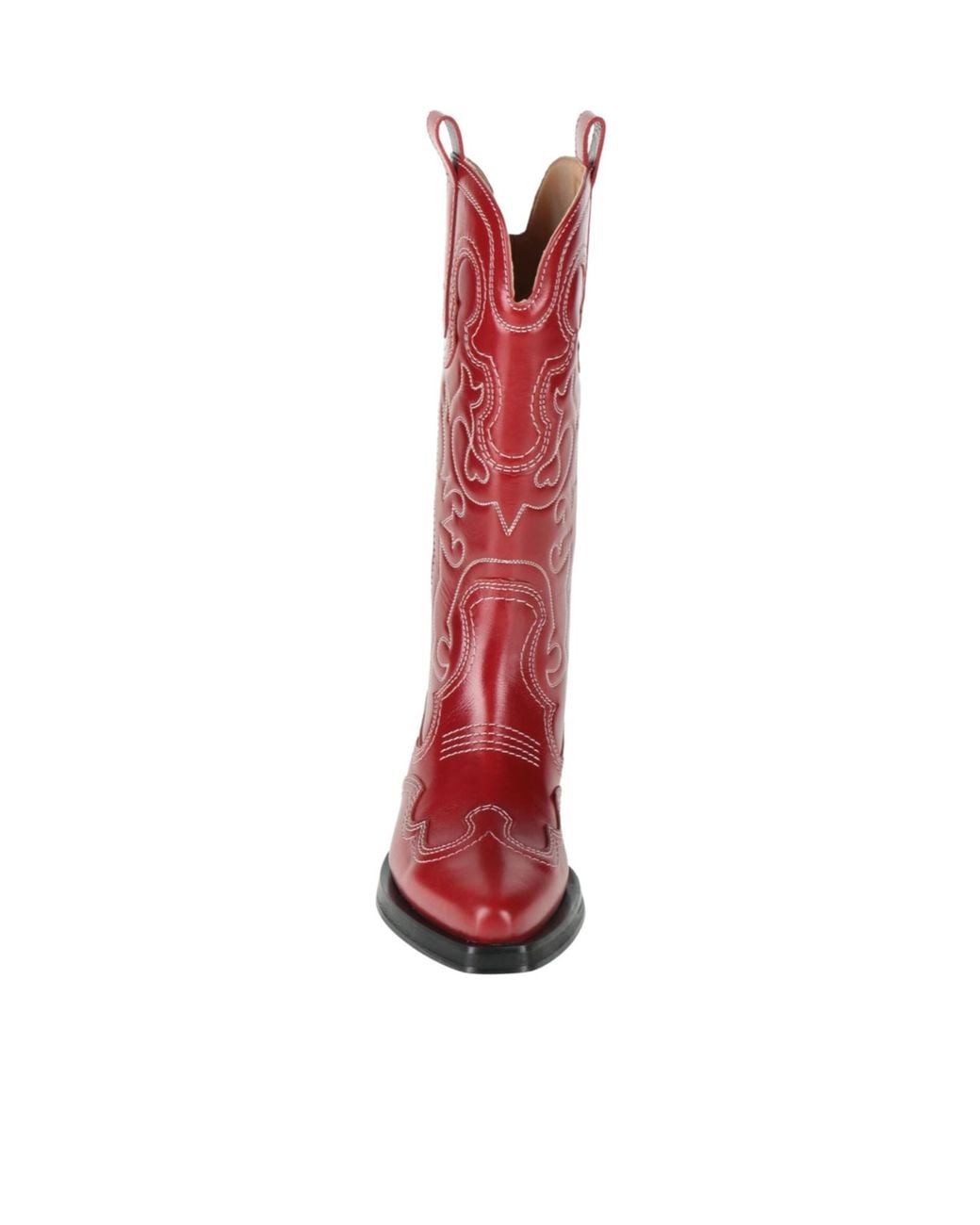 Ganni Red Minimalist Denim Boots