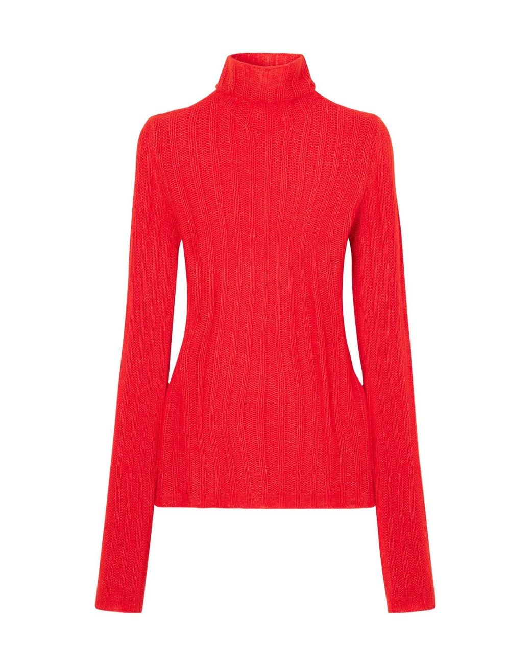 Lisa Yang Red Ribbed Cashmere And Silk-Blend Turtleneck Sweater