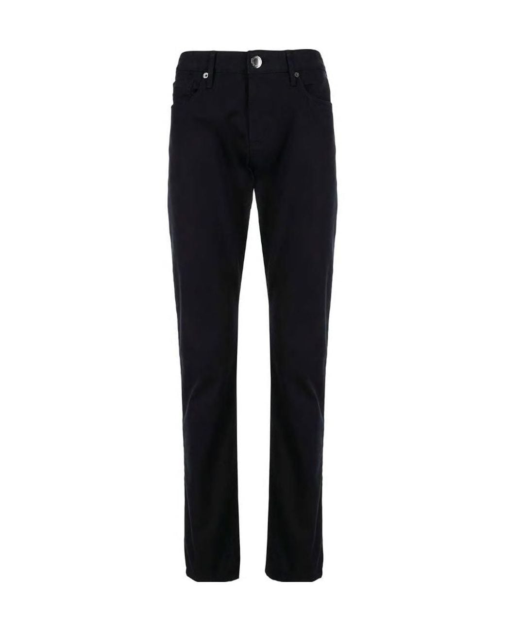 Emporio Armani Blue Logo Plaque Stretched Denim Jeans for men