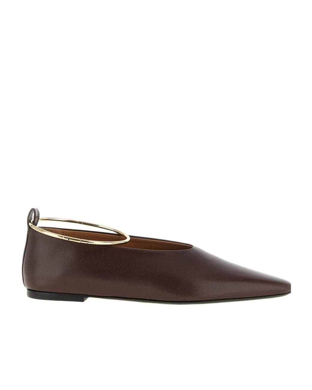 Jil Sander Brown Ring Anklet Ballet Flats