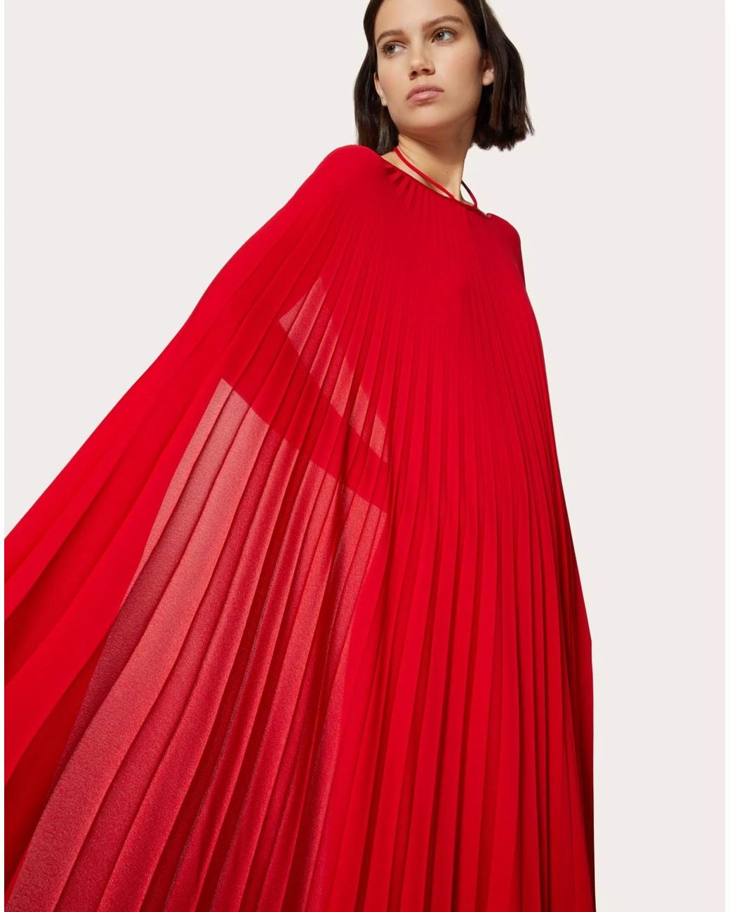 Valentino Red Cape-Effect Long Dress