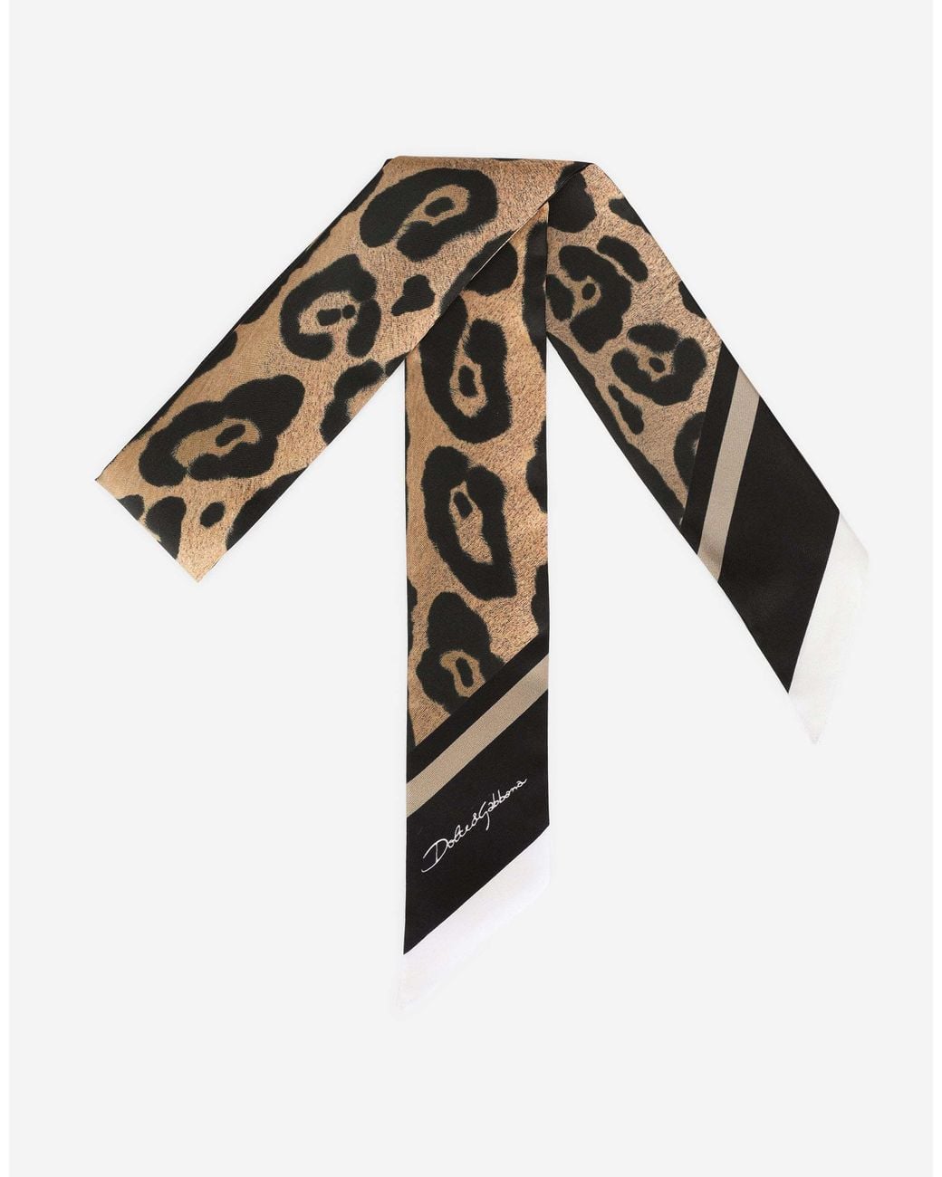 Dolce & Gabbana White Pointed-End Silk Scarf