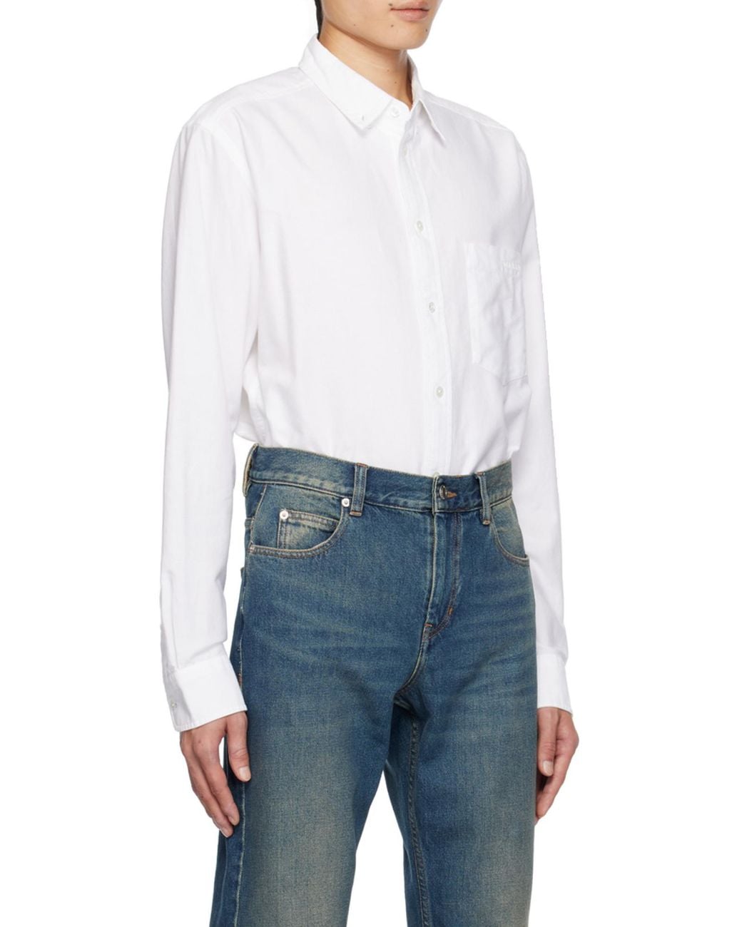 Isabel Marant White Jasolo Logo Embroidered Long-Sleeve Shirt for men